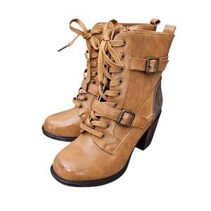 Vintage 93 Buckle Kylie New Colorblock Brown Stacked Heel Boot